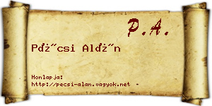 Pécsi Alán névjegykártya